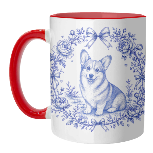 Corgi Toile - unique mug by Lilly Rose