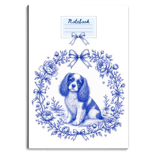 Cavalier King Charles Spaniel Toile - personalised A4, A5, A6 notebook by Lilly Rose