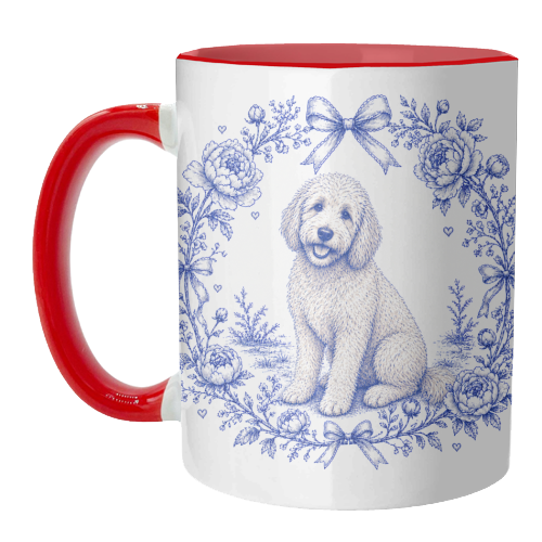 Labradoodle Toile - unique mug by Lilly Rose