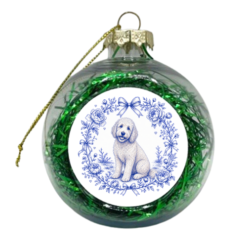Labradoodle Toile - xmas bauble by Lilly Rose