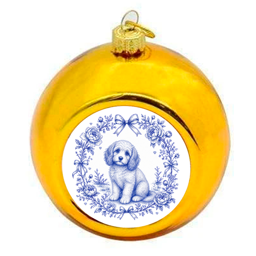 Cavapoo Toile - colourful christmas bauble by Lilly Rose