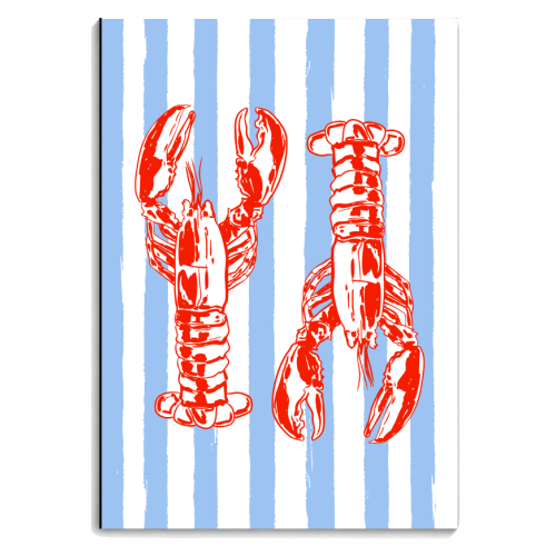 Vintage Coastal Lobsters with Light Blue Stripes - personalised A4, A5, A6 notebook by EZbie