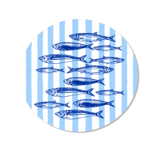 Coastal Blue Stripes Sardines Aesthetic - Magnet by EZbie