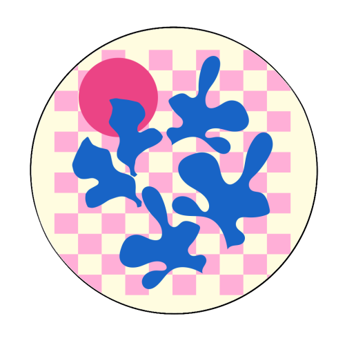 Abstract Pink Matisse Checkered Modern Illustration - Circle Sticker by AbstraBotanica by Ezbie