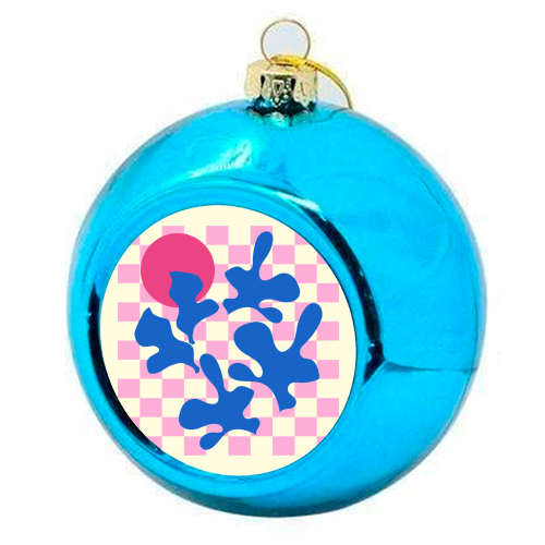 Abstract Pink Matisse Checkered Modern Illustration - colourful christmas bauble by AbstraBotanica by Ezbie