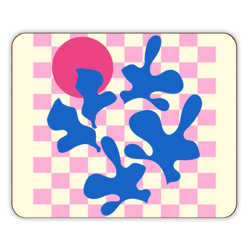 Abstract Pink Matisse Checkered Modern Illustration - designer placemat by AbstraBotanica by Ezbie
