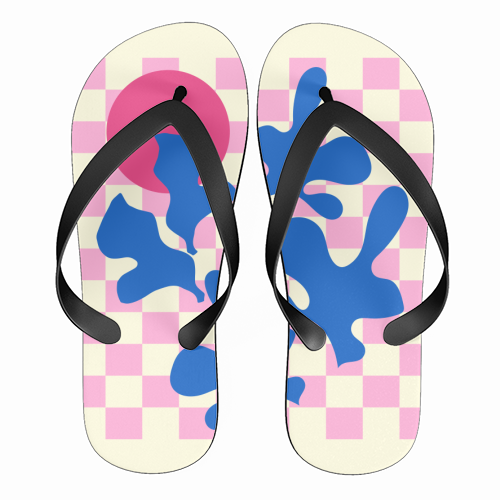 Abstract Pink Matisse Checkered Modern Illustration - funny flip flops by AbstraBotanica by Ezbie