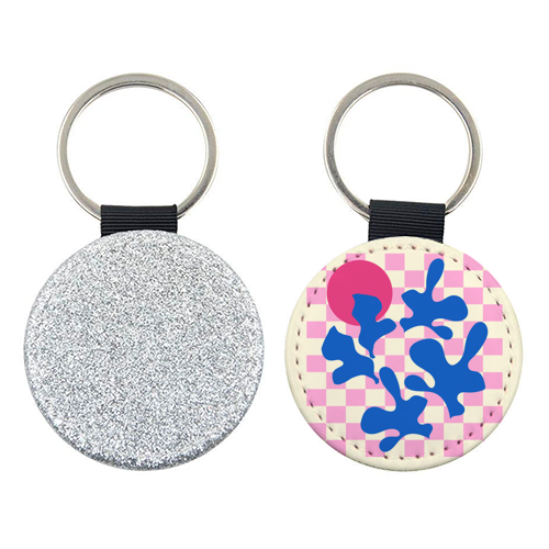 Abstract Pink Matisse Checkered Modern Illustration - keyring by AbstraBotanica by Ezbie