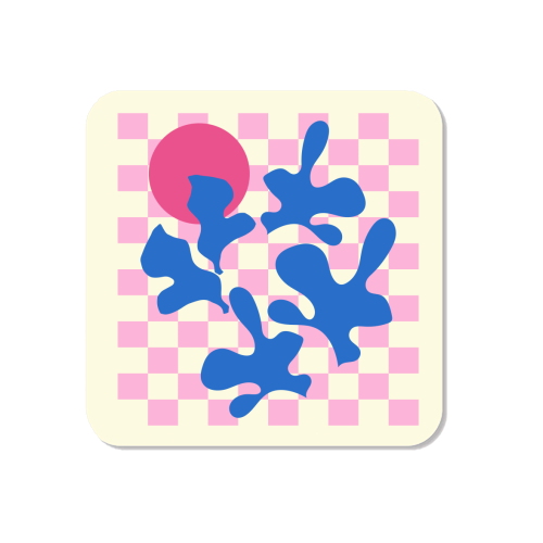 Abstract Pink Matisse Checkered Modern Illustration - Magnet by AbstraBotanica by Ezbie