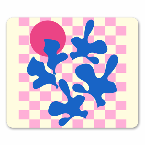 Abstract Pink Matisse Checkered Modern Illustration - mouse mat by AbstraBotanica by Ezbie