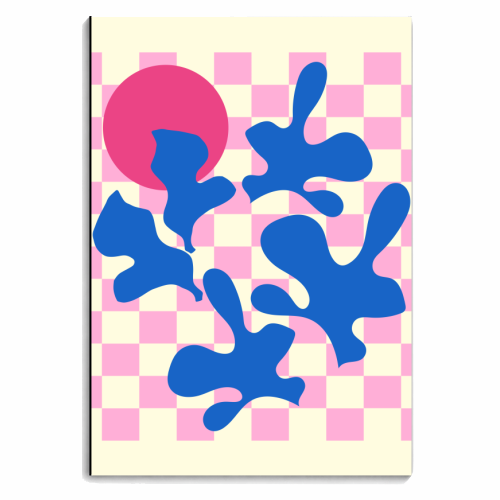Abstract Pink Matisse Checkered Modern Illustration - personalised A4, A5, A6 notebook by AbstraBotanica by Ezbie