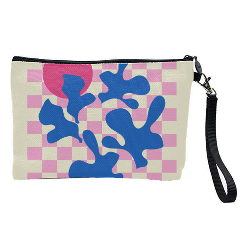 Abstract Pink Matisse Checkered Modern Illustration - pretty makeup bag by AbstraBotanica by Ezbie