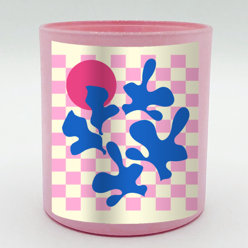 Abstract Pink Matisse Checkered Modern Illustration - scented candle by AbstraBotanica by Ezbie
