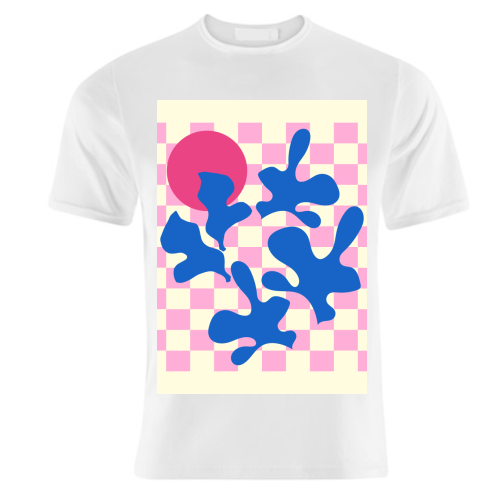 Abstract Pink Matisse Checkered Modern Illustration - unique t shirt by AbstraBotanica by Ezbie