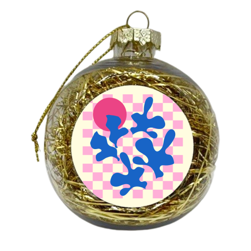 Abstract Pink Matisse Checkered Modern Illustration - xmas bauble by AbstraBotanica by Ezbie
