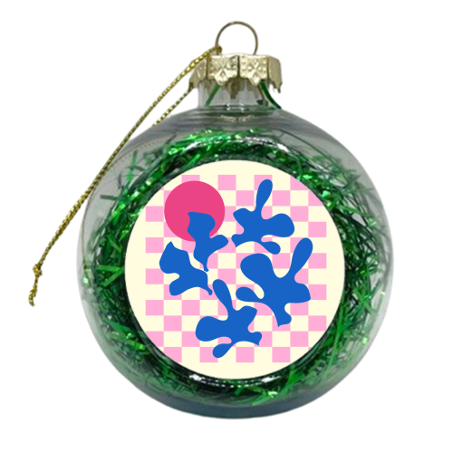 Abstract Pink Matisse Checkered Modern Illustration - xmas bauble by AbstraBotanica by Ezbie