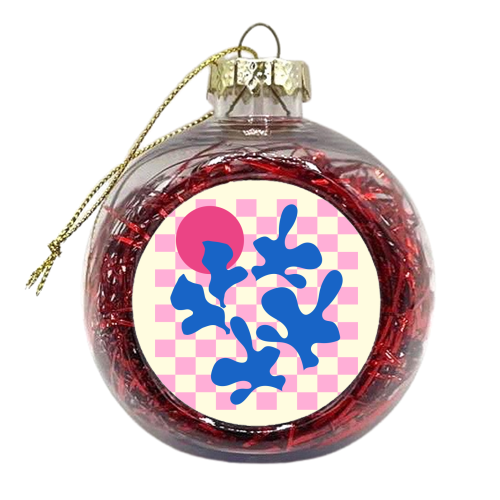 Abstract Pink Matisse Checkered Modern Illustration - xmas bauble by AbstraBotanica by Ezbie