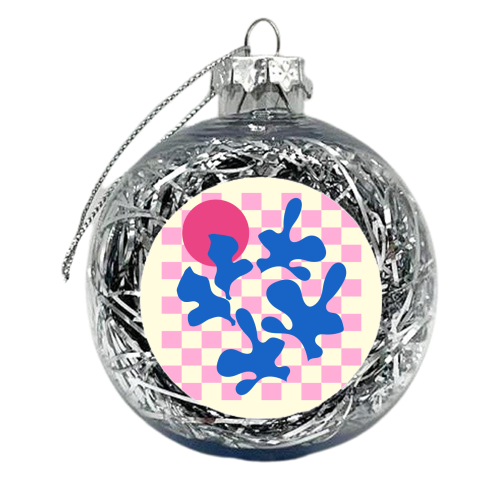 Abstract Pink Matisse Checkered Modern Illustration - xmas bauble by AbstraBotanica by Ezbie