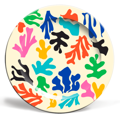Summer Vibrant Colors Matisse Abstract Illustration - ceramic dinner plate by AbstraBotanica by Ezbie