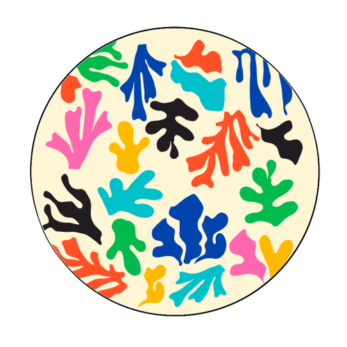 Summer Vibrant Colors Matisse Abstract Illustration - Circle Sticker by AbstraBotanica by Ezbie
