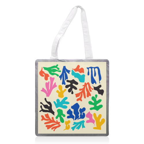 Summer Vibrant Colors Matisse Abstract Illustration - printed canvas tote bag by AbstraBotanica by Ezbie