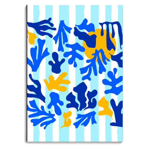 Blue Stripes and Matisse Coastal Sunset Illustration - personalised A4, A5, A6 notebook by AbstraBotanica by Ezbie