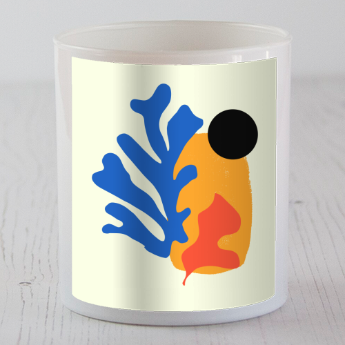 Retro Matisse Sunset Summer Minimalist Illustration - scented candle by AbstraBotanica by Ezbie