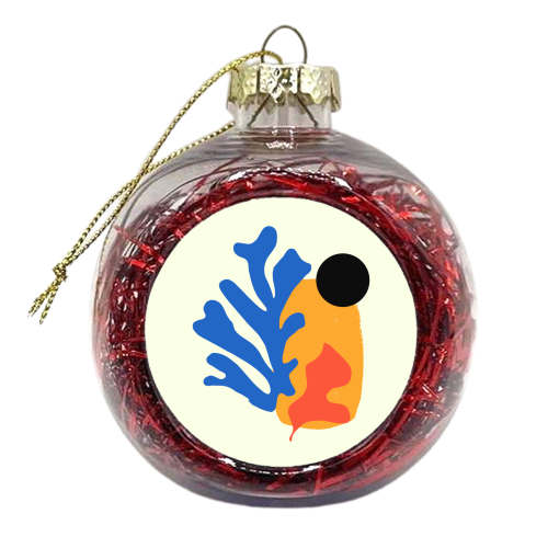 Retro Matisse Sunset Summer Minimalist Illustration - xmas bauble by AbstraBotanica by Ezbie