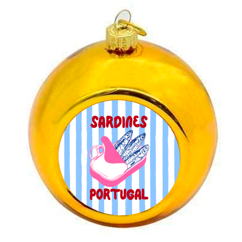 Sardines Portugal Coastal Stripes Mediterranean Summer - colourful christmas bauble by EZbie