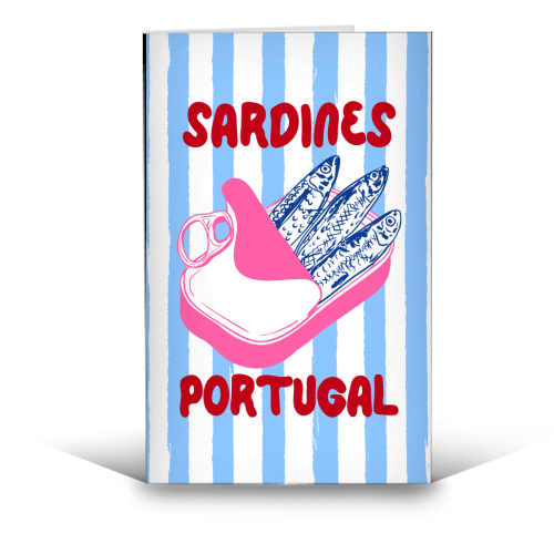 Sardines Portugal Coastal Stripes Mediterranean Summer - funny greeting card by EZbie