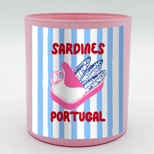 Sardines Portugal Coastal Stripes Mediterranean Summer - scented candle by EZbie