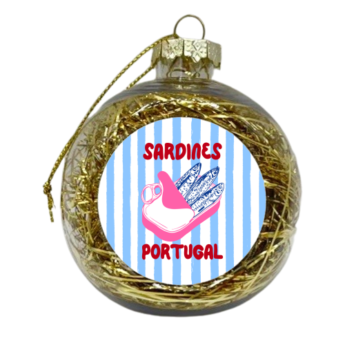 Sardines Portugal Coastal Stripes Mediterranean Summer - xmas bauble by EZbie