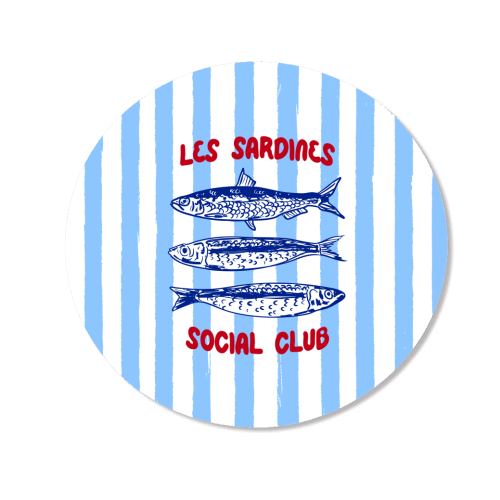 Sardines Social Club Blue Stripes Coastal Illustration - Magnet by EZbie