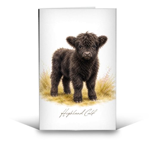 Black Highland Calf - funny greeting card by Wildling Studio