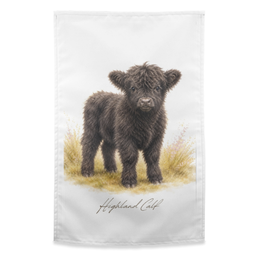 Black Highland Calf - funny tea towel by Wildling Studio