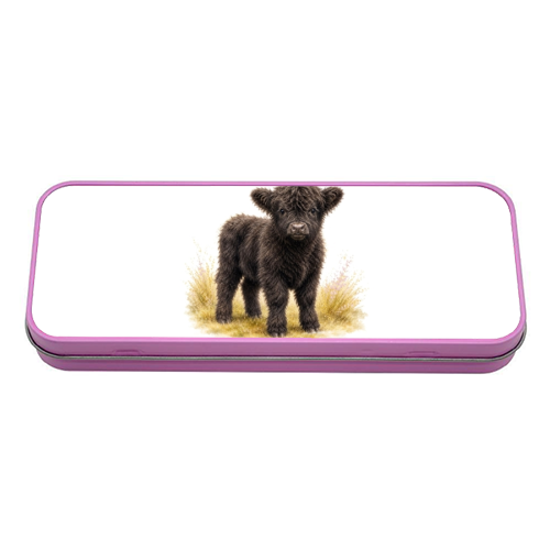Black Highland Calf - tin pencil case by Wildling Studio