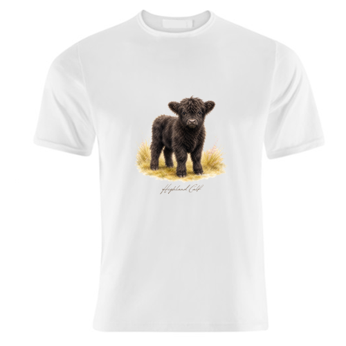 Black Highland Calf - unique t shirt by Wildling Studio