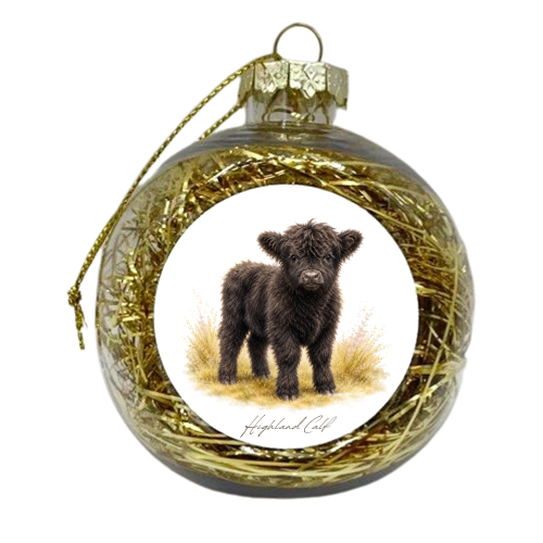 Black Highland Calf - xmas bauble by Wildling Studio