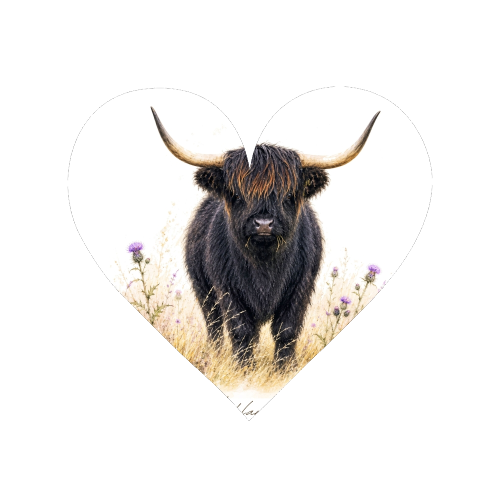 Black Highland Cow with thistles. - Magnet by Wildling Studio