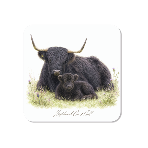 Black Highland Cow and calf - Magnet by Wildling Studio