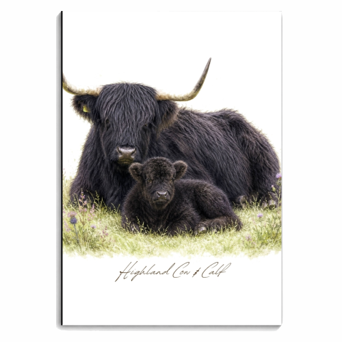 Black Highland Cow and calf - personalised A4, A5, A6 notebook by Wildling Studio