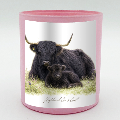 Black Highland Cow and calf - scented candle by Wildling Studio