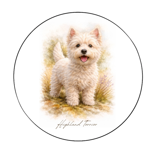 Highland Terrier - Circle Sticker by Wildling Studio
