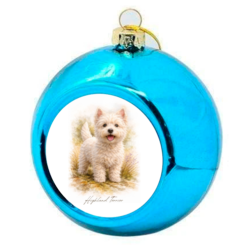Highland Terrier - colourful christmas bauble by Wildling Studio