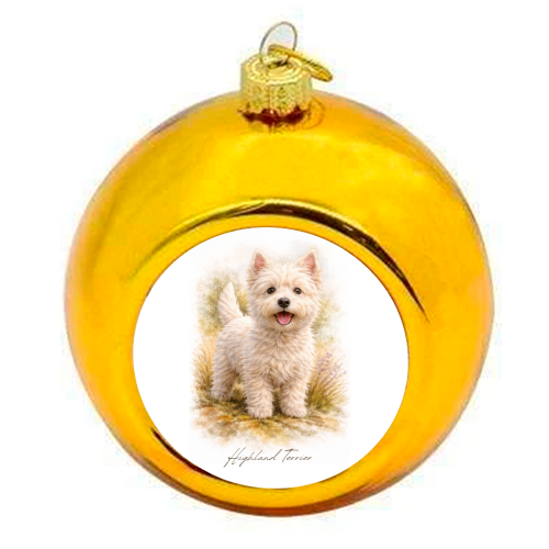 Highland Terrier - colourful christmas bauble by Wildling Studio