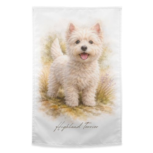 Highland Terrier - funny tea towel by Wildling Studio