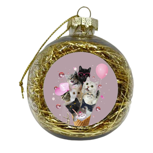 Quirky Cat Ice Cream Cone - xmas bauble by Ania Wieclaw