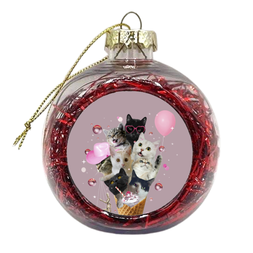 Quirky Cat Ice Cream Cone - xmas bauble by Ania Wieclaw