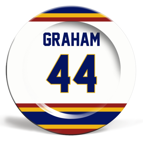 OC G Graham Jersey 44 - ceramic dinner plate by The Girl Next Draw