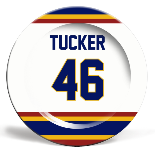 OC J Tucker Jersey 46 - ceramic dinner plate by The Girl Next Draw